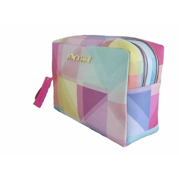 Betsey Johnson CBJ-1084 Women's Multi Color Block Weekender Cosmetic Case - Picture 3 of 8